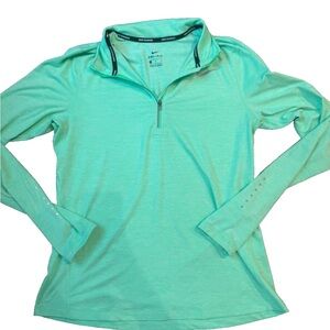 Nike Running Dri Fit Half Zip Long Sleeve Bright Green Women Size M Athletic